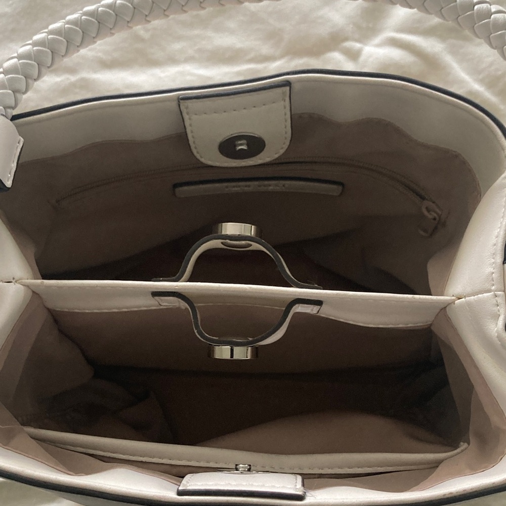 Nine West White Straw-Trim Bucket Bag with Braided Strap - Picture 4 of 12